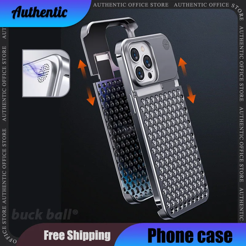 Boneruy Калъф от алуминиева сплав за iPhone 14 13 Pro Max с кухи товаро топлина, Защита от падане, калъф за телефон, Калъф iphone14 Plus, Подаръци