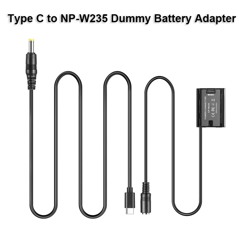 Тип USB C за NP-W235 Фиктивен Батерия Адаптер на променлив ток dc адаптер за Зарядно устройство Fujifilm X-T4 XT4 GFX100S X-H2S GFX50SII CP-W235