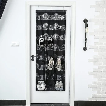 2 броя Над вратата, на 24 етажа джоба, Подвесная черна нетканая кърпа за кабинет, коридор, Среден размер, държач за обувки, стойка за обувки