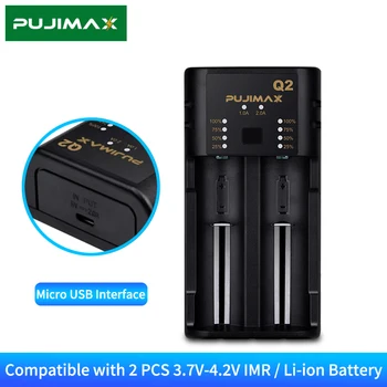2-Слотное Литиевое зарядно устройство PUJIMAX С led дисплей литиево-йонна акумулаторна батерия 26650/26500, съвместима с Ni-MH /Ni-Cd