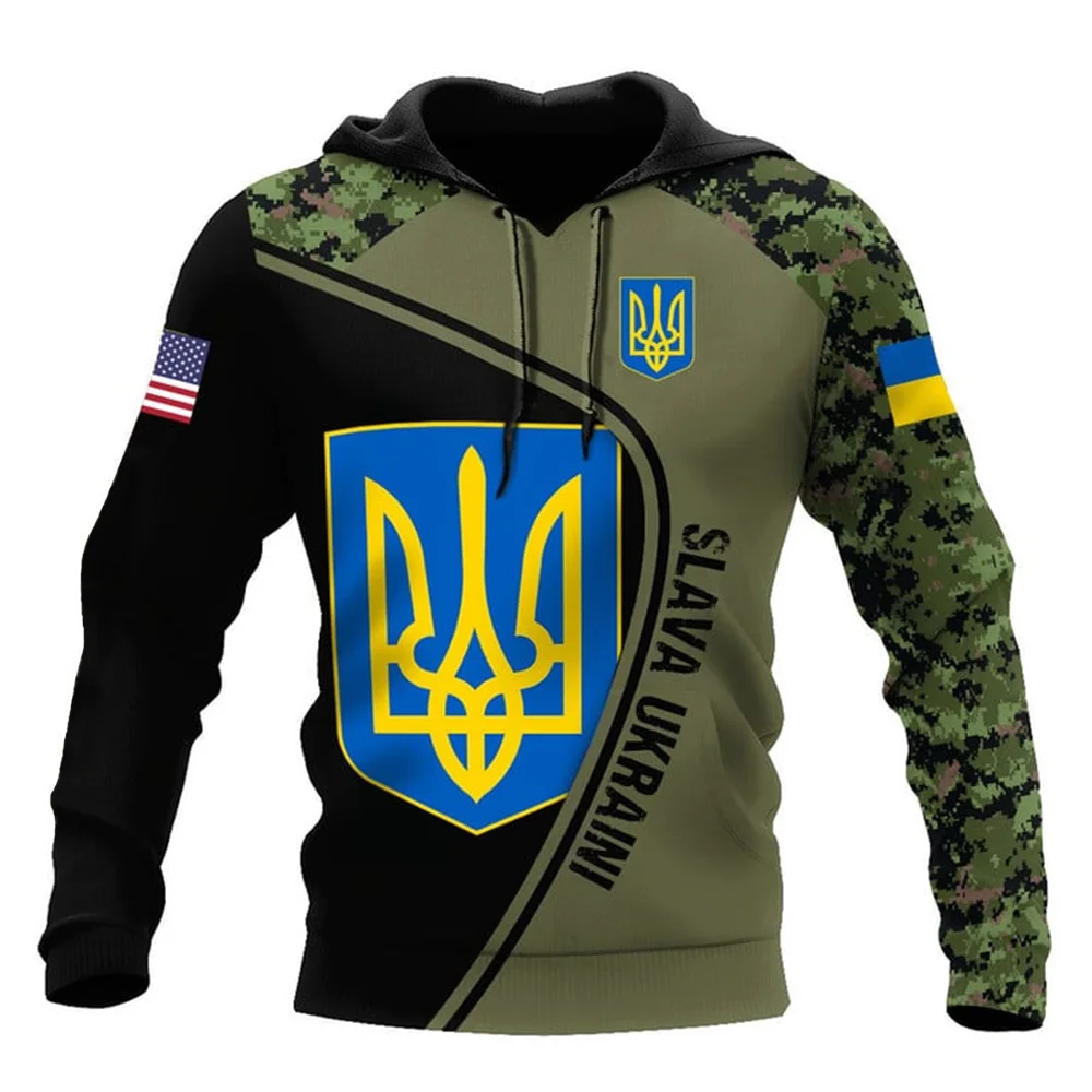 Блузи с 3D принтом, Украински Флаг, Национална Емблема, Блузи, Мъжки, Дамски, Унисекс, Камуфляжные Модни Блузи Оверсайз, Палто