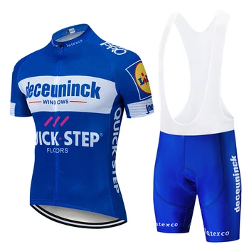 2020 Синя Велосипедна облекло Quickstep, Велосипедна фланелка, Бързосъхнеща велосипедна дрехи, мъжки летни отборни фланелки, комплект велосипедни шорти 9D