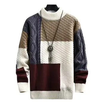 2023 Есенно-зимния Нов Пуловер, Топло Модерен Пуловер с отстрочкой в тон, пуловер с кръгло деколте, Дебели вязаный пуловер