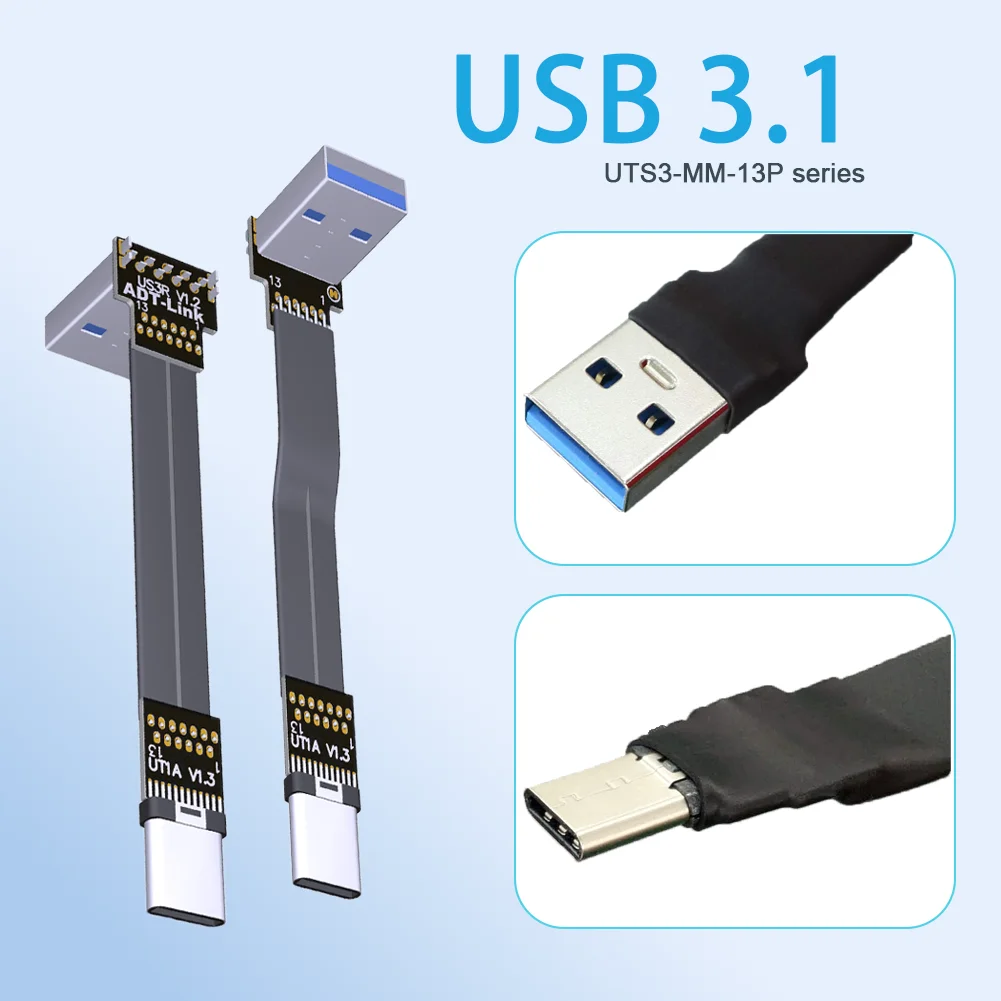 USB3.1 Кабел 10 Gbit/с Плоска лента USB C 3.1 Gen 2 USB-A за Android Автоматично кабел 3A Type C Зарядно Устройство за Бързо Зареждане на Синхронизация на Кабел за предаване на данни