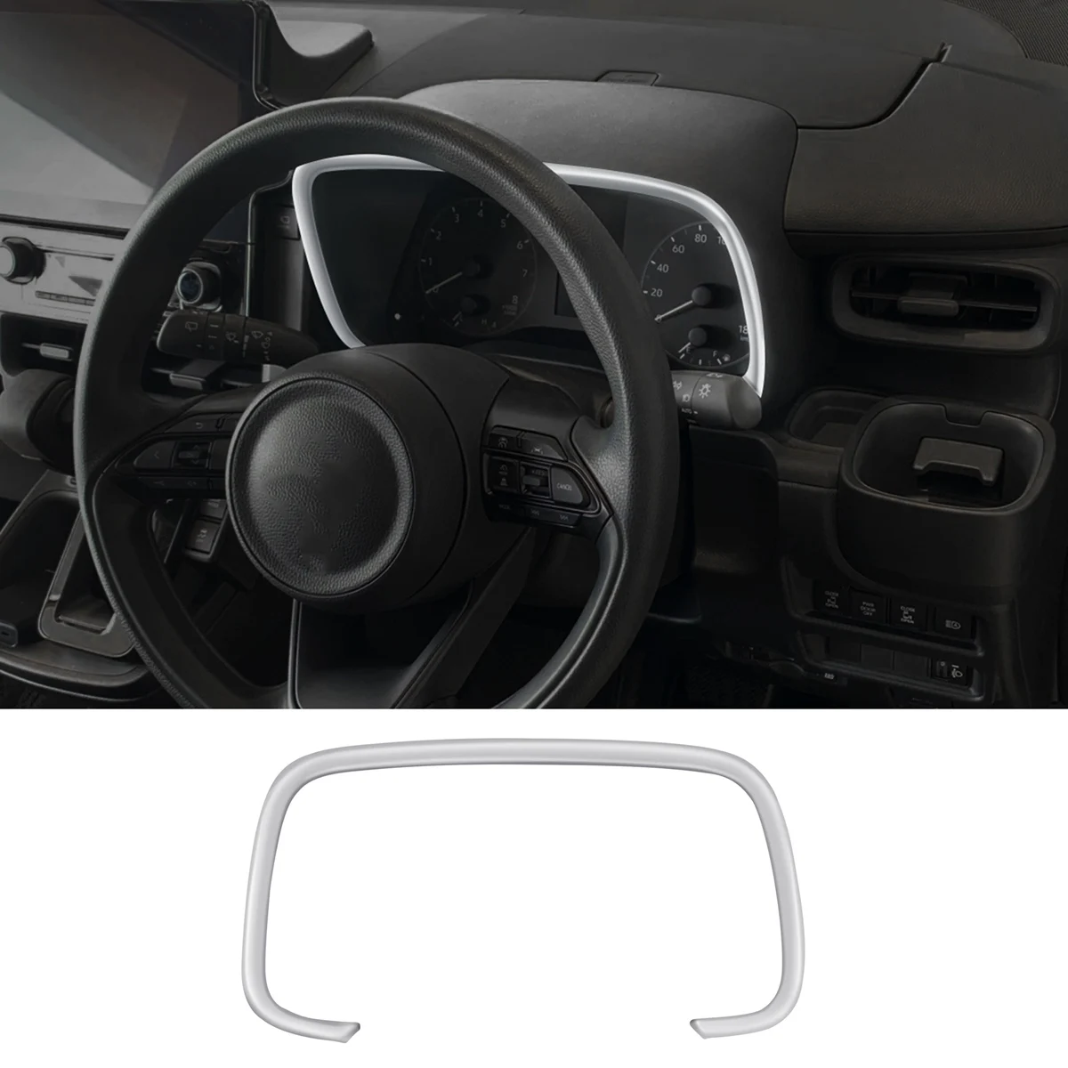 RHD Матово Сребро Тапицерия на арматурното табло вътрешността на Колата Декоративни облицовки на арматурното бяла дъска Рамка за Toyota Sienta 2022 2023