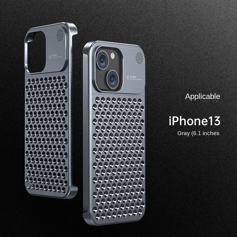 Boneruy Калъф от алуминиева сплав за iPhone 14 13 Pro Max с кухи товаро топлина, Защита от падане, калъф за телефон, Калъф iphone14 Plus, Подаръци