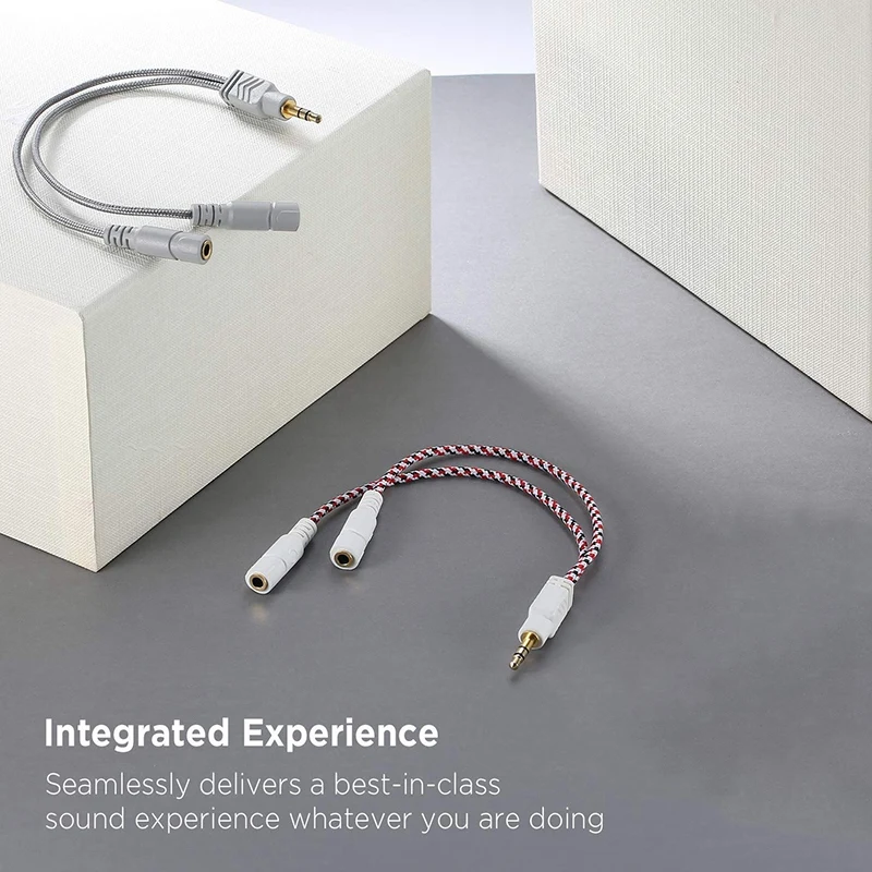 Сплитер за слушалки, AUX-сплитер, кабел за слушалки, вязаный 3,5-мм газа, 2-лентов аудиоразветвитель, стереозвук, Y-кабел за производство на
