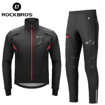 ROCKBROS/ комплект зимни дрехи за колоездене, ветрозащитная велосипедна фланелка, флисовые панталони, водоустойчив комплект спортни облекла на Европейския размер