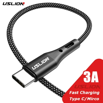 USLION 3A USB Type C Кабел За Бързо Зареждане на мобилен Телефон, Зарядно Устройство Mirco Type-C, Кабел За Xiaomi 12 11 Samsung S22 POCO M5 Redmi