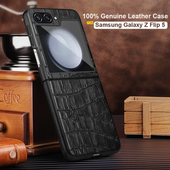 За Samsung Galaxy Z Flip 5 Flip5 Официалната делото от естествена кожа с въздействие модел 
