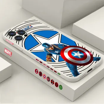 Калъф за мобилен телефон с Логото на Marvel Captain America line За Apple iPhone 15 14 13 12 11 Pro Max Mini 8 7 6 SE X XR XS Plus Cases Cover Funda