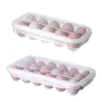Кутия за съхранение на яйца С Капак, Кухненски Хладилник Кутия За съхранение на Пресни Яйца Домакински Титуляр за яйца с 10 Мрежи Тава за яйца с 18 Мрежи