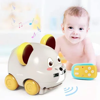 Мини-Радиоуправляемая Индукционная мишката, кола, Радиоуправляеми сензор Жестове, Индукционная пътека за ръчно управление, Скъпа мишка, Музикални играчки с дистанционно управление за деца