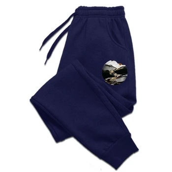 Модерен мъжки панталон, мъжки панталони с принтом планини и вода, мъжки панталони, Дамски летни мъжки панталони в стил харадзюку, студени мъжки панталони M