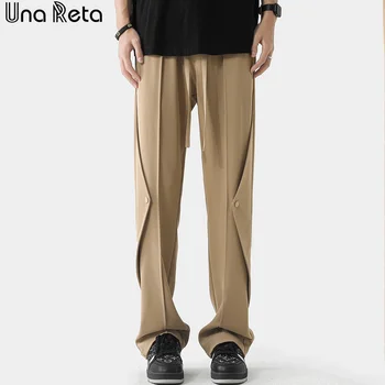 Мъжки Панталони Una Reta, Пролет-лято, Нови панталони с катарама в стил хип-хоп, спортни панталони в стил Харадзюку, Големи размери, широки панталони от ледената коприна, чифт панталони