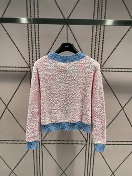 Началото на есента 2023, Нов Случайни Универсален пуловер с плюшено ръба, Многоцветен външен джоб, пуловер с дълъг ръкав за жени