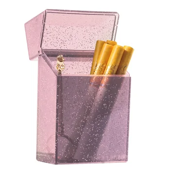 Прозрачен Портсигар, Лъскав Пластмасов прозрачен портсигар, Модерен титуляр за цигари, подарък за Хелоуин за жени, дама