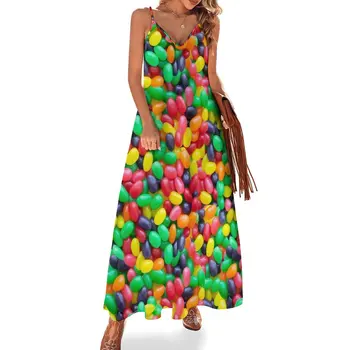 Рокля без ръкави с шарките на Джели Бийн от тези бонбони, сватбени рокли за партита, летни дрехи