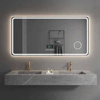 Скандинавски огледало с Bluetooth, модерно огледало за баня с осветление, Умен Грим Espelho Maquilhagem Com, Led аксесоари за баня