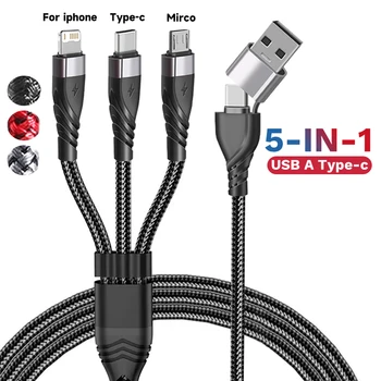 Супер кабел за зареждане от 3 на 2 за iPhone 14 13 12 Pro Samsung S21 S22 Xiaomi Micro USB Type C Интерфейс USB to Typec Бързо Зарядно устройство