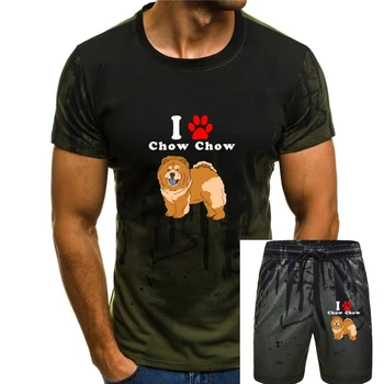 Тениска с кръгло деколте I Love My Чоу Чоу В Година на Кучето Приемане Rescue Dog Lover Мама Или татко да Спасява изоставени домашни любимци В полка точки