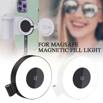 Универсален Магнитен led Заполняющий лампа за Селфи телефон Magsafe Iphone 12 13 14 Серия Android Video Light за Грим L5X0